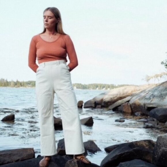 Rudy Jude Sailor Jeans Sz 5 | High Waisted Wide Leg Organic Cotton Dark Navy USA - Picture 3 of 9